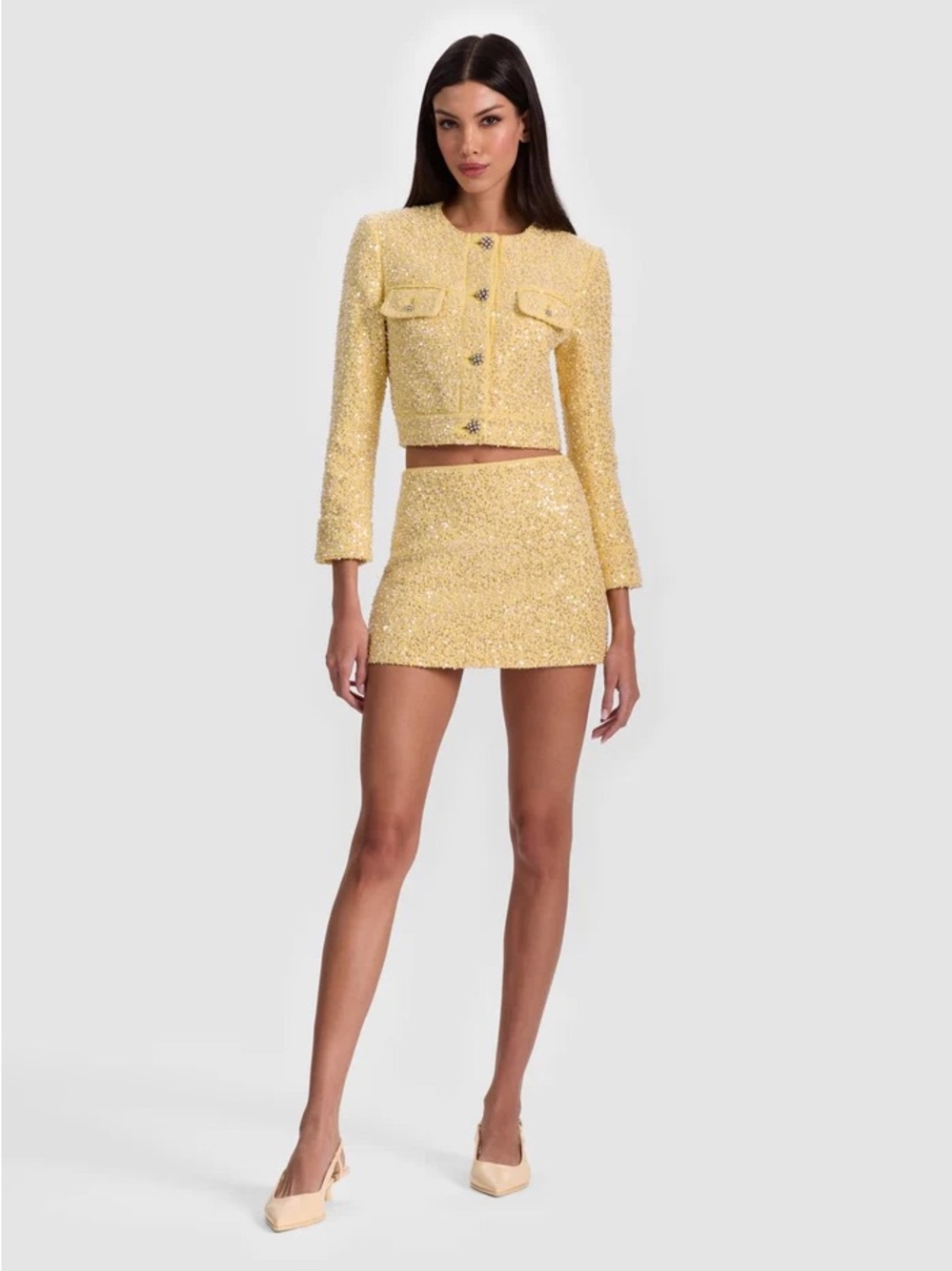 Alice and OLIVIQ ORIE EMBELLISHED TWEED JACKET and Mini Skirt size M and 4